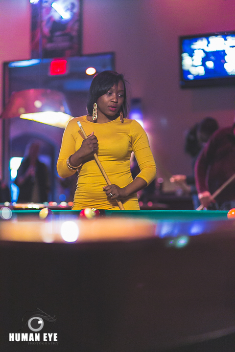 pool hall engagement session