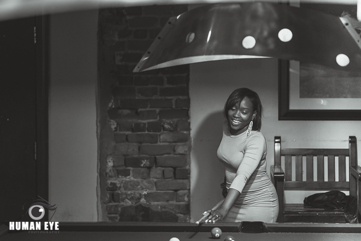 pool hall engagement session